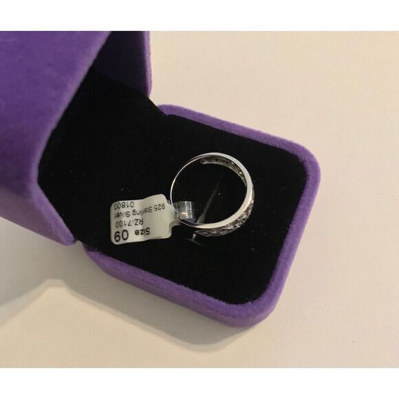 Lovely New .925 Sterling Sim Diamond Lattice Design Band Ring Sz 8 - Picture 3 of 5